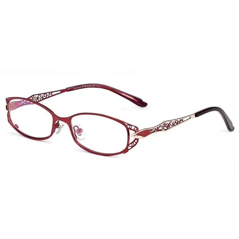 Chashma Ochki Women's Full Rim Oval Rectangle Stainless Steel Eyeglasses 8982 - Red