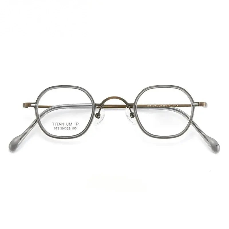 Chashma Ochki Women's Full Rim Oval Round Titanium Eyeglasses 396922 - Transparent Gray