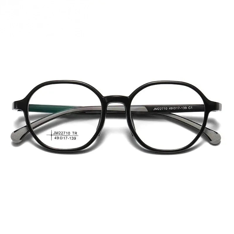Chashma Ochki Women's Full Rim Oval Round Tr 90 Alloy Eyeglasses 322710 - Bright Black