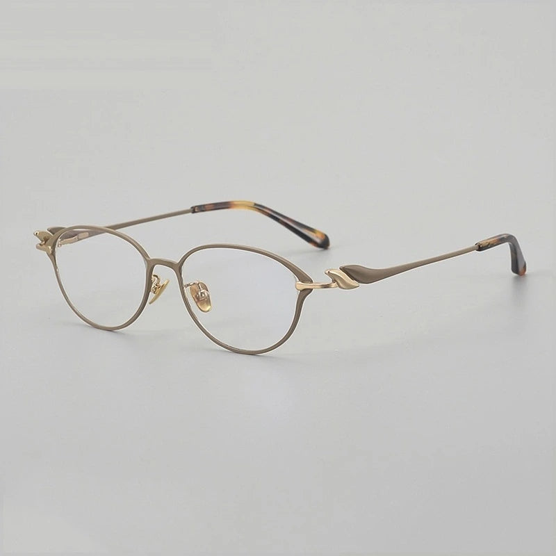 Chashma Ochki Women's Full Rim Oval Square Titanium Eyeglasses 361002 - Brown-Gold