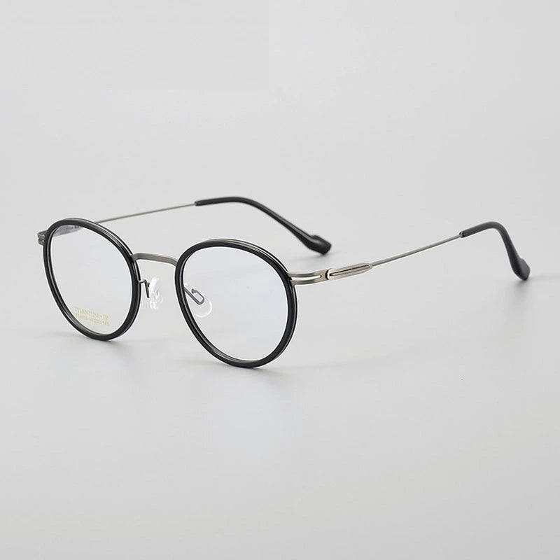 Chashma Ochki Women's Full Rim Oval Titanium Acetate Eyeglasses 884004 - Black-Gray