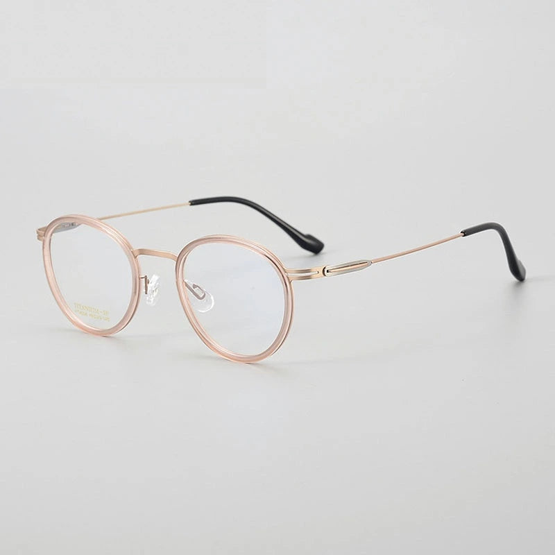 Chashma Ochki Women's Full Rim Oval Titanium Acetate Eyeglasses 884004 - Trans Pink-Rose Gold