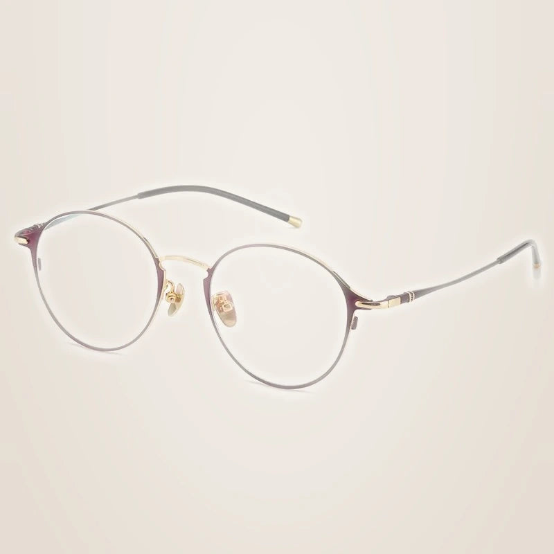 Chashma Ochki Women's Full Rim Round Titanium Eyeglasses 316107 - Coffee Gold