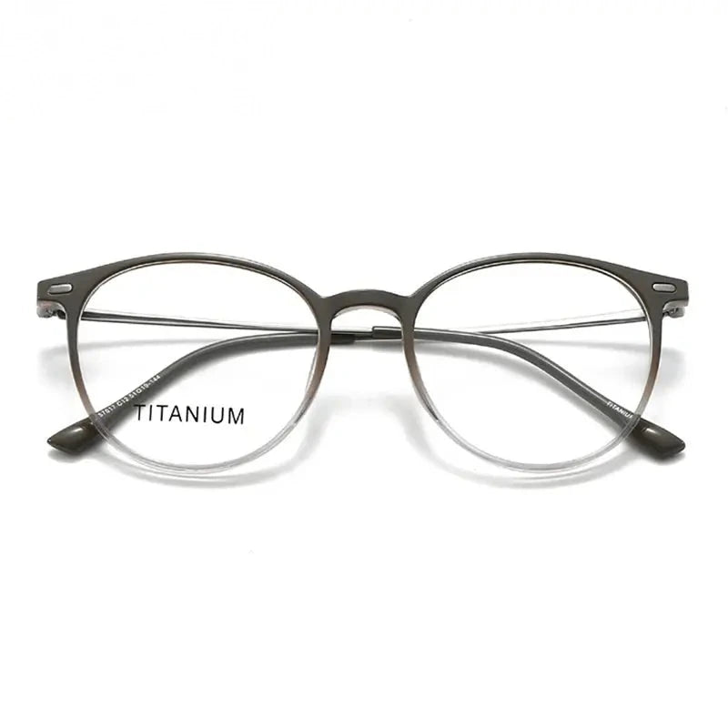 Chashma Ochki Women's Full Rim Round Tr 90 Titanium Eyeglasses 57017 - Gradient Gray