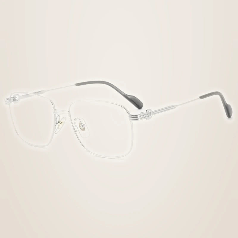 Chashma Ochki Women's Full Rim Small Square Titanium Eyeglasses 880294 - Bright Silver