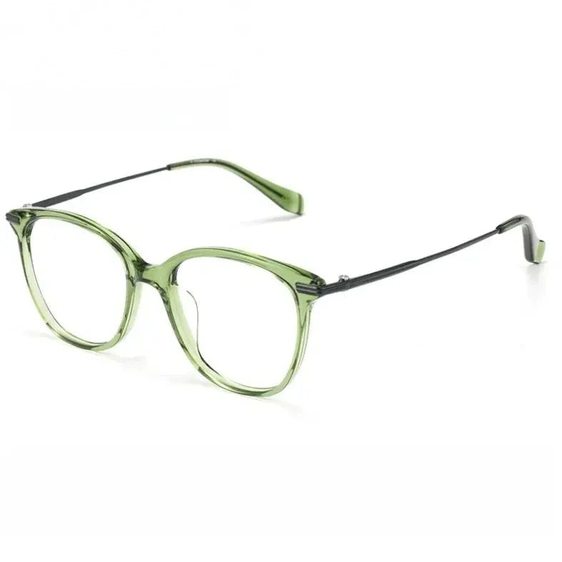 Chashma Ochki Women's Full Rim Square Acetate Titanium Eyeglasses 870005 - Green