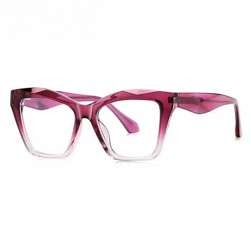 Chashma Ochki Women's Full Rim Square Cat Eye Tr 90 Eyeglasses 881081 - Rose Red