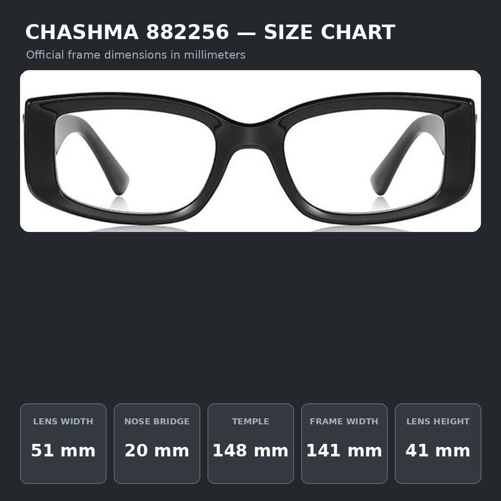 Chashma Ochki 882256 Eyeglasses — Frame Dimensions and Sizing Chart