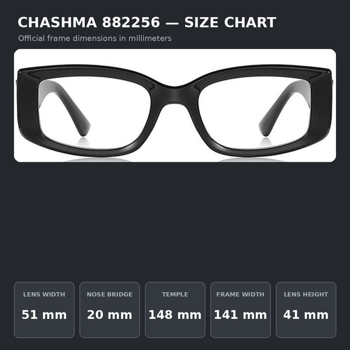Chashma Ochki 882256 Eyeglasses — Frame Dimensions and Sizing Chart