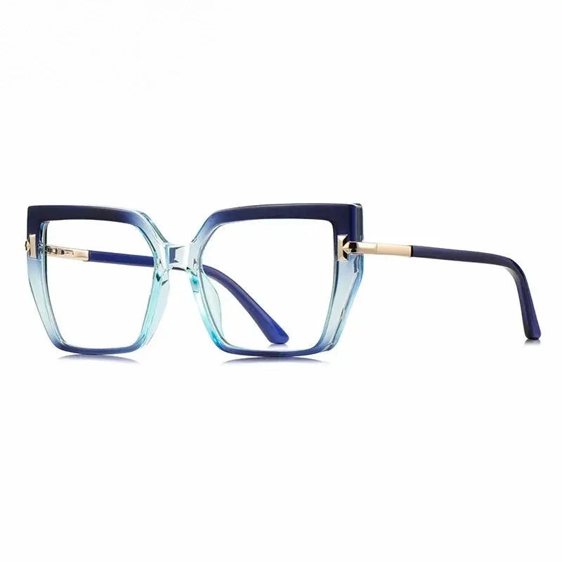 Chashma Ochki Women's Full Rim Square Tr 90 Alloy Eyeglasses 882267 - Blue