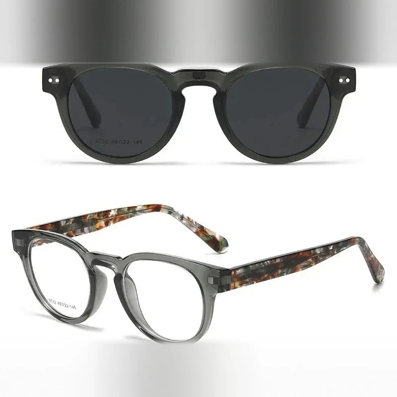 Chashma Ochki Women's Full Rim Square Tr 90 Acetate Eyeglasses Clip On Sunglasses 938732 - Gray-Gray Lens