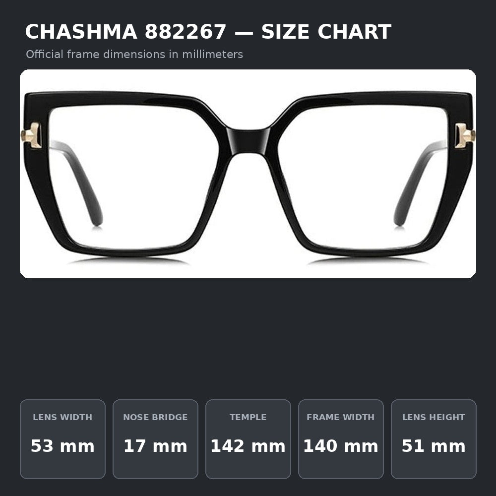 Chashma Ochki 882267 Eyeglasses — Frame Dimensions and Sizing Chart