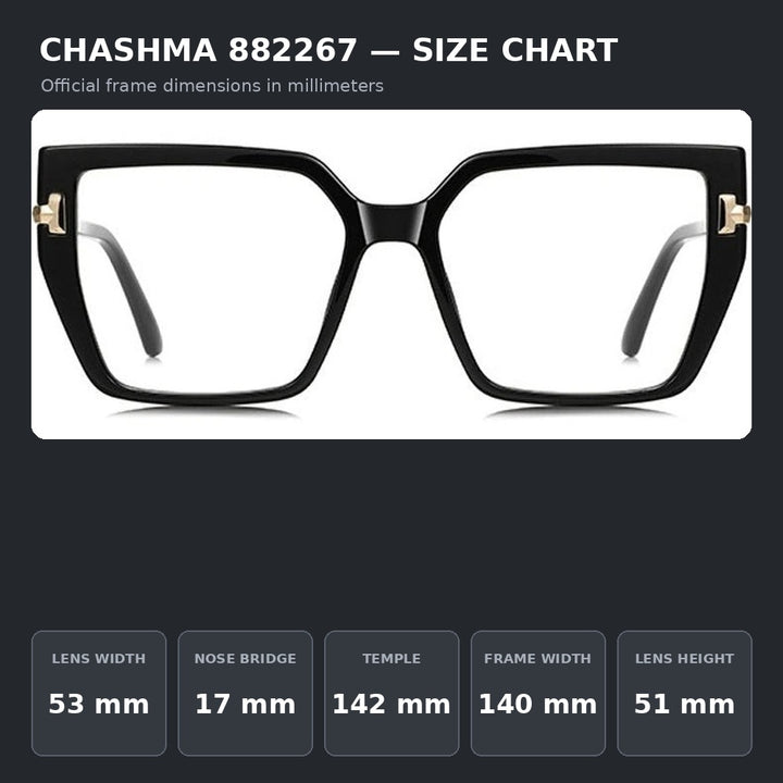 Chashma Ochki 882267 Eyeglasses — Frame Dimensions and Sizing Chart