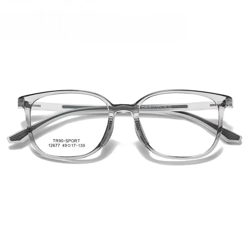 Chashma Ochki Women's Full Rim Square Tr 90 Alloy Eyeglasses 612677 - Transparent Gray