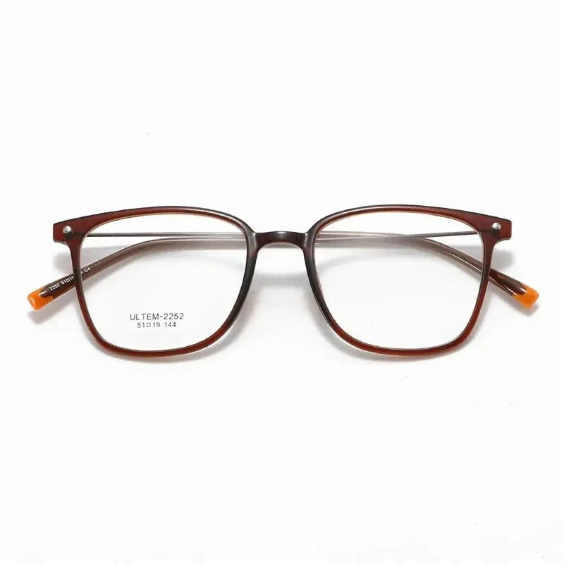 Chashma Ochki Women's Full Rim Square Ultem Alloy Eyeglasses 32252 - Brown
