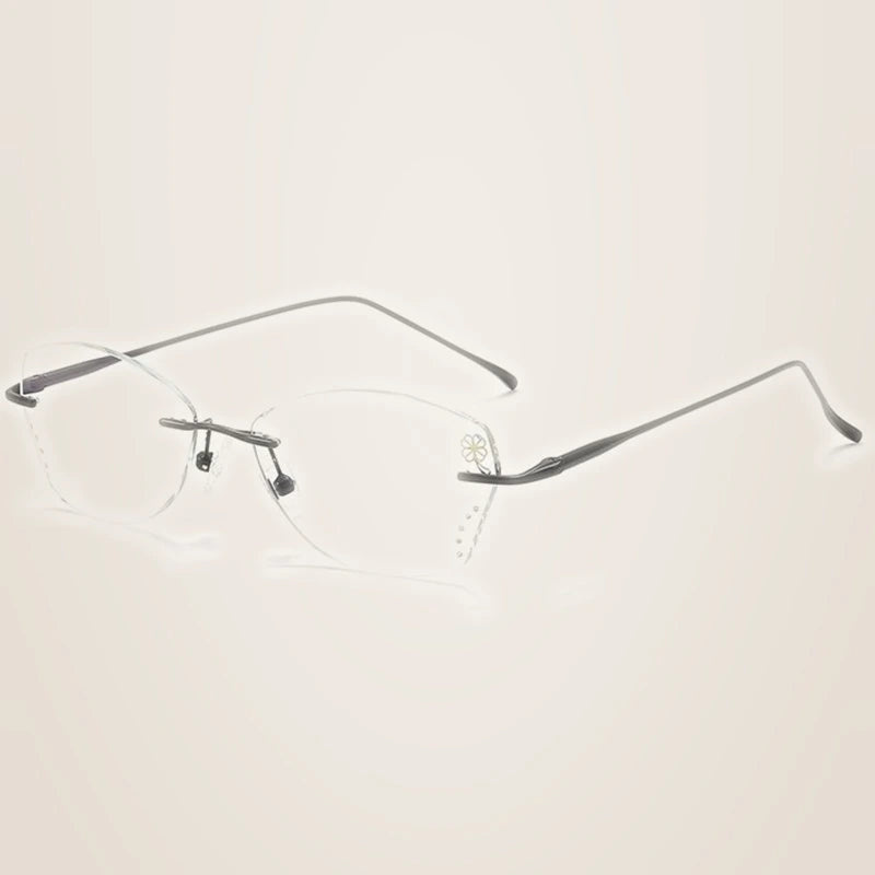 Chashma Ochki Women's Rimless Butterfly Titanium Steel Eyeglasses 318959 - Black