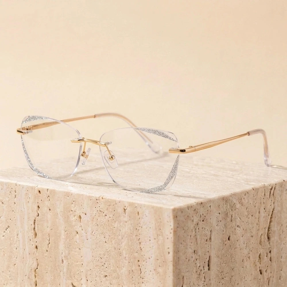 Chashma Ochki Women's Rimless Cat Eye Titanium Eyeglasses 1337 - Gold Transparent