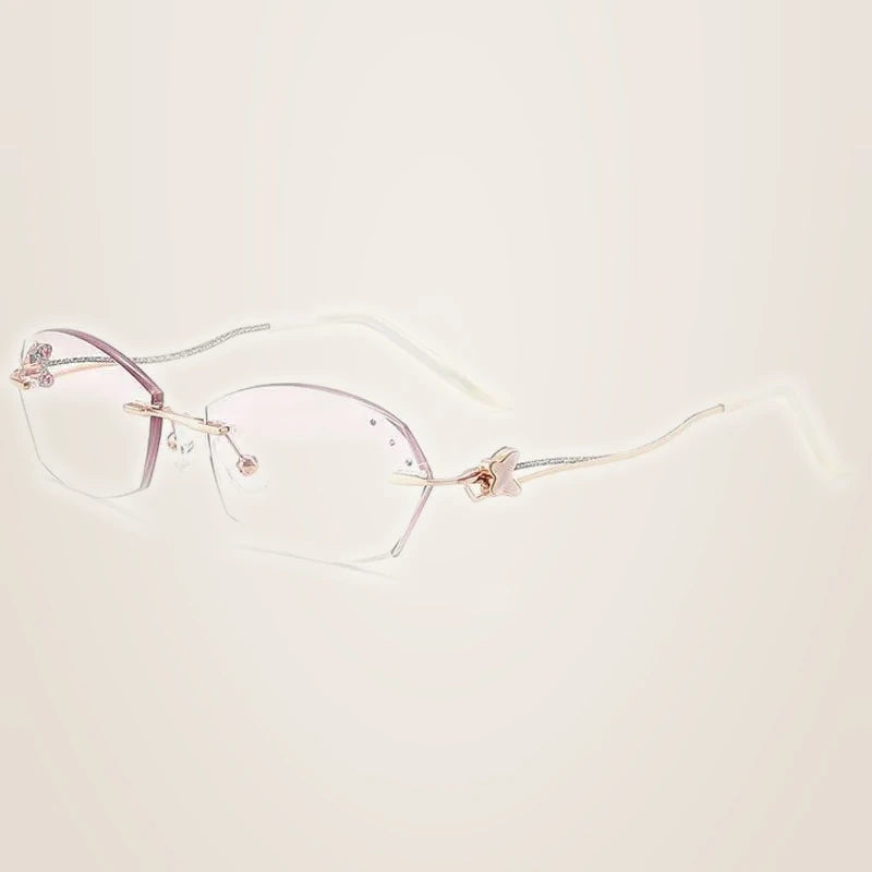 Chashma Ochki Women's Rimless Oval Square Titanium Eyeglasses 54050 - Rose Gold