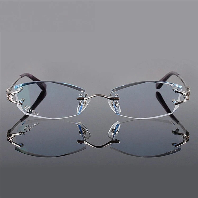 Chashma Ochki Women's Rimless Oval Square Titanium Eyeglasses 961006 - Silver