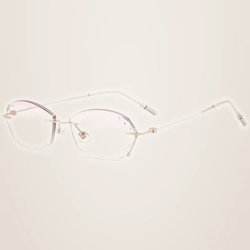 Chashma Ochki Women's Rimless Oval Titanium Eyeglasses 89834 - Rose Gold Silver
