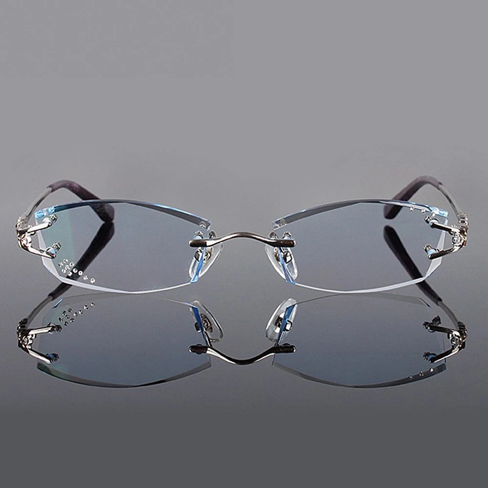 Chashma Ochki Women's Rimless Oval Titanium Eyeglasses 166028 - Silver