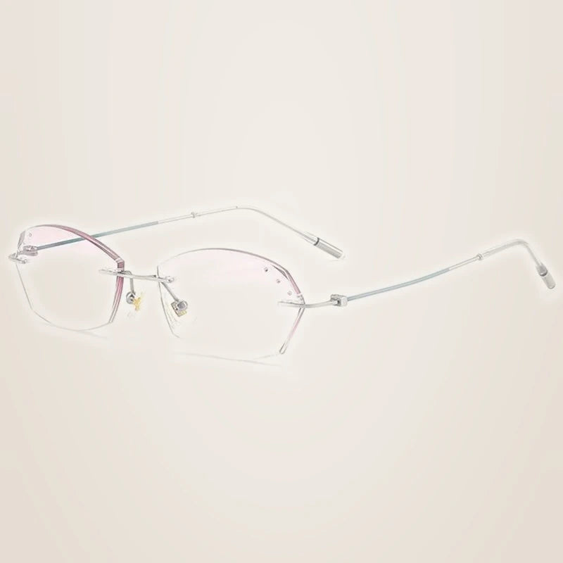 Chashma Ochki Women's Rimless Oval Titanium Eyeglasses 89834 - Silver Green