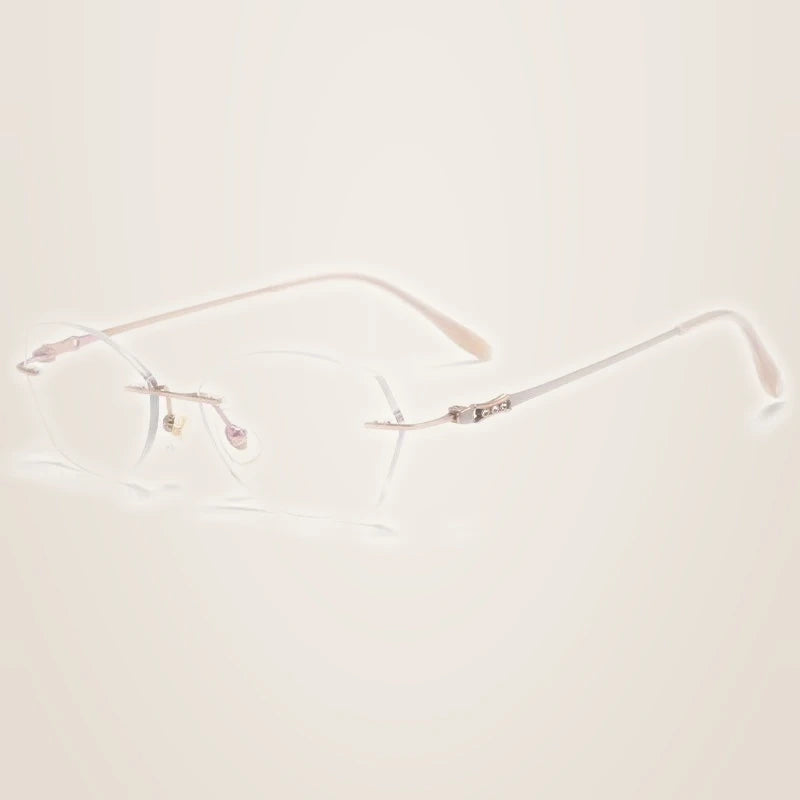 Chashma Ochki Women's Rimless Polygon Oval Titanium Eyeglasses 886009 - Rose Gold