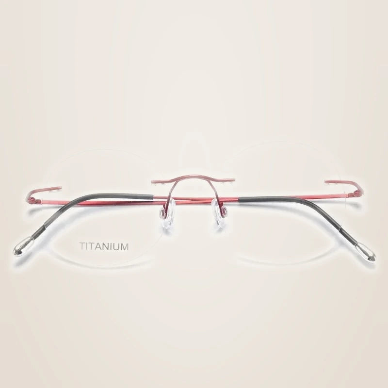 Chashma Ochki Women's Rimless Round Titanium Eyeglasses 16012 - Wine Red