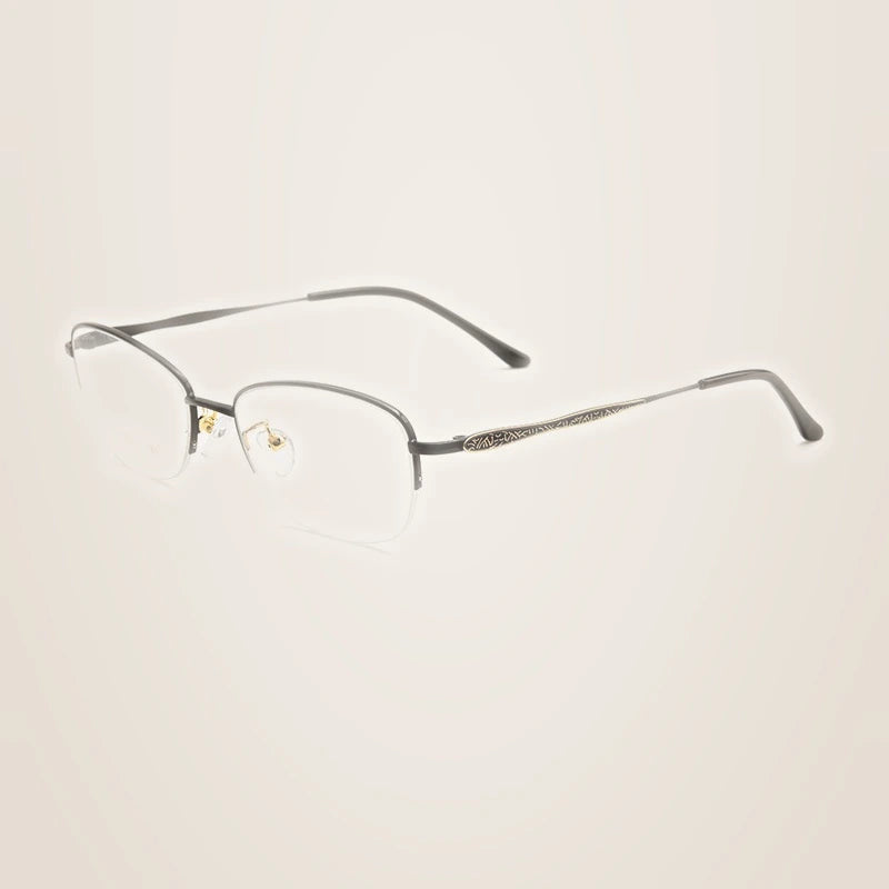 Chashma Ochki Women's Semi Rim Oval Square Alloy Eyeglasses 383003 - Black