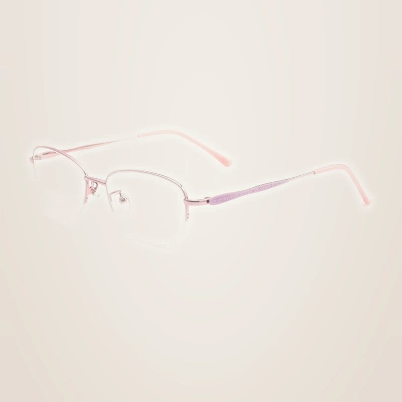 Chashma Ochki Women's Semi Rim Oval Square Alloy Eyeglasses 383003 - Pink