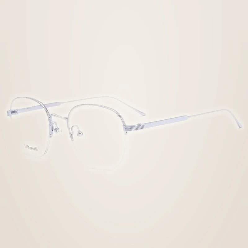 Chashma Ochki Women's Semi Rim Oval Titanium Eyeglasses 310164 - Silver