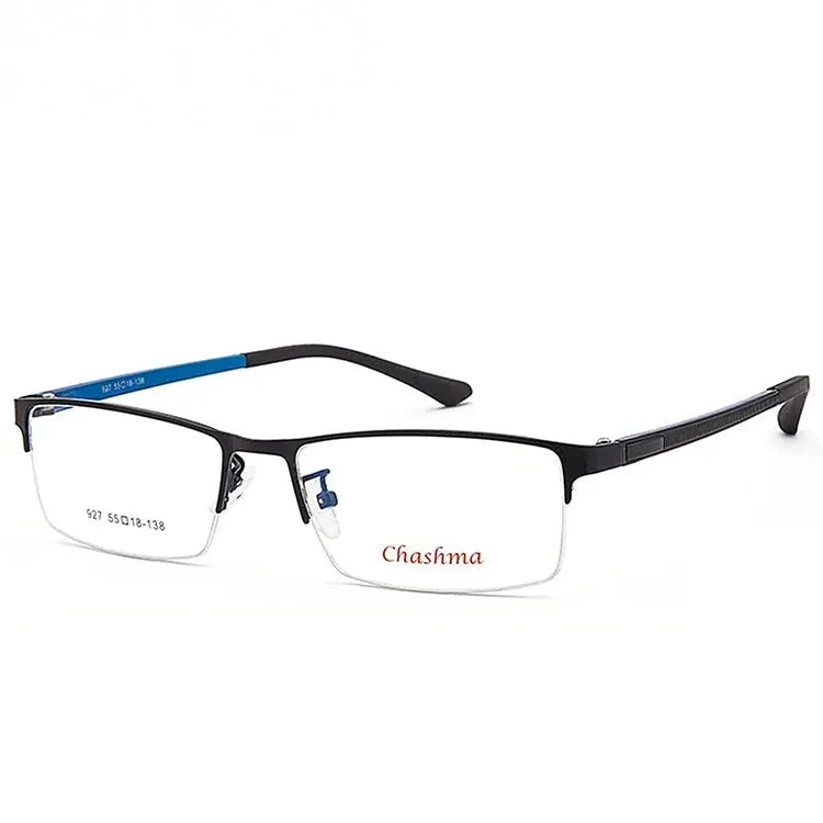 Chashma Ochki Women's Semi Rim Square Tr 90 Alloy Eyeglasses 25927 - Black with Blue