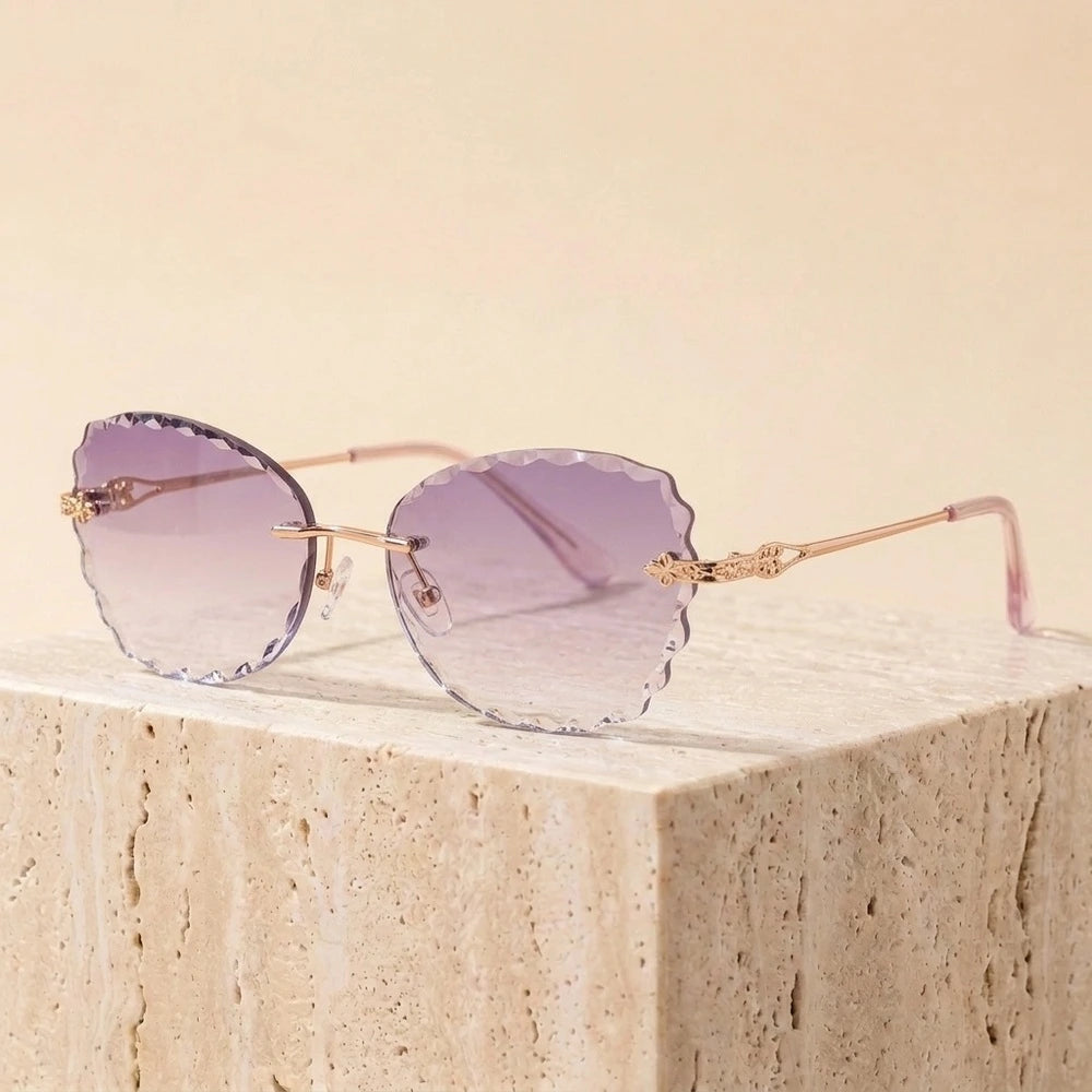 Chashma Ochki Women's Rimless Butterfly Titanium Eyeglasses 88301r - Gold Purple