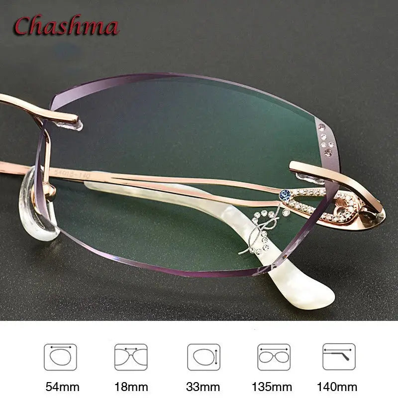 Chashma Ochki Women's Rimless Oval Square Titanium Eyeglasses - Size Chart