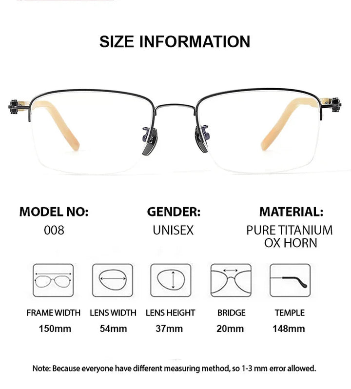 Chashma Ottica 401008 Eyeglasses — Frame Dimensions and Sizing Chart