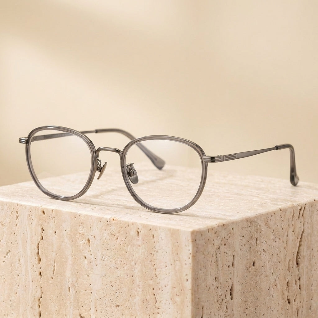 Chashma Ottica Women's Full Rim Oval AcetateTitanium Eyeglasses 407002 - Gay-C4