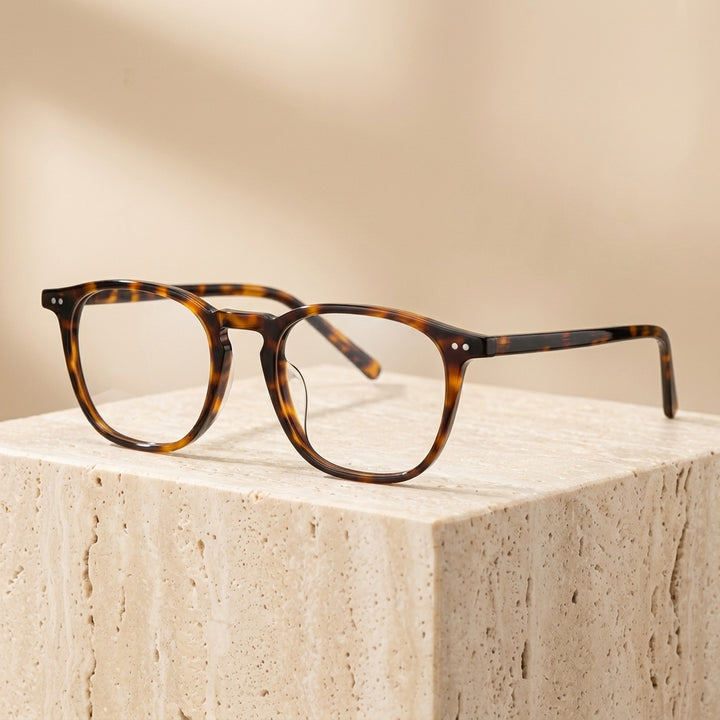 Chashma Ottica Unisex Full Rim Round Square Acetate Eyeglasses 409603 - Leopard