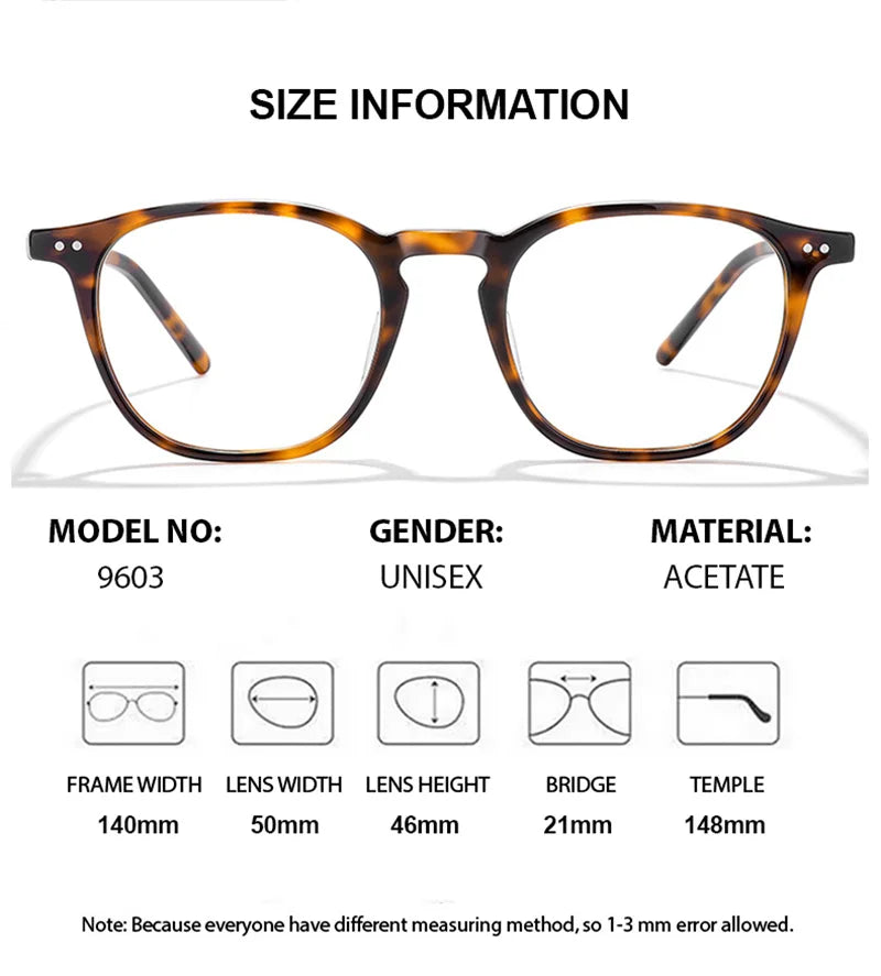 Chashma Ottica Unisex Full Rim Round Square Acetate Eyeglasses 409603 - Size Chart