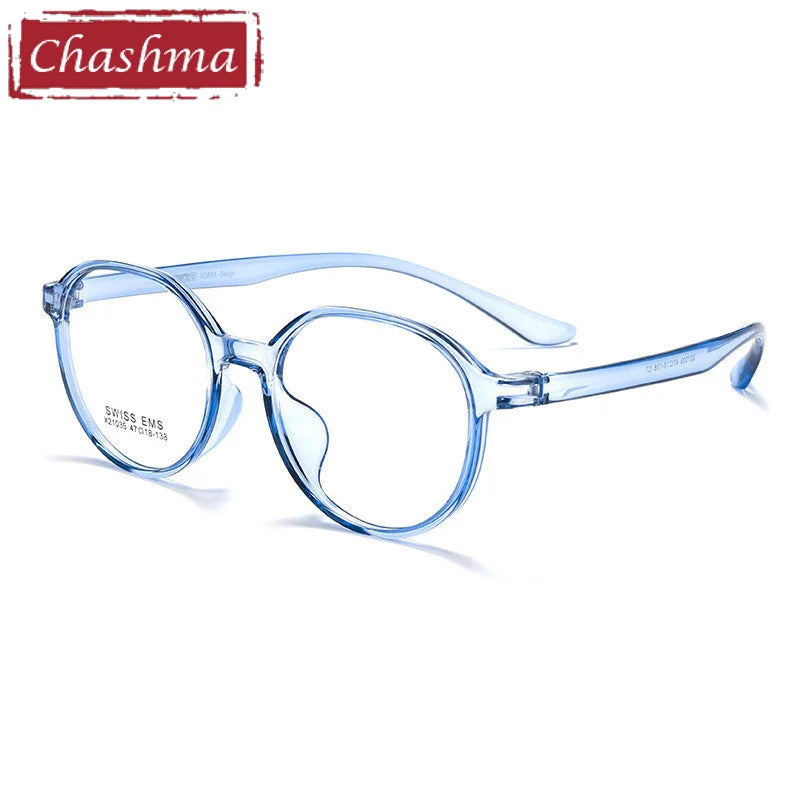 Chashma Ottica Unisex Youth's Full Rim Round Tr 90 Titanium Eyeglasses 21035 - Blue