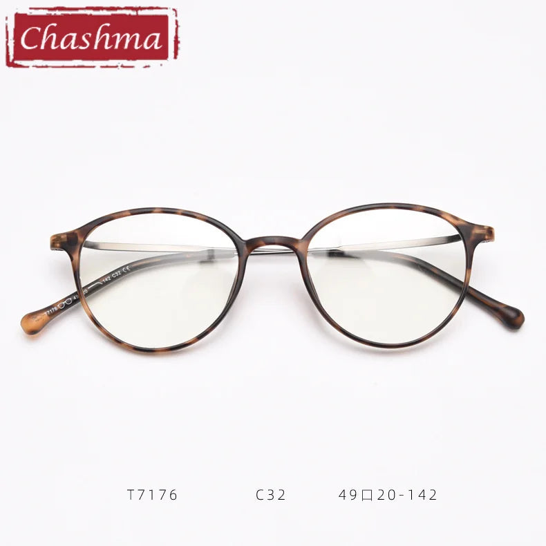Chashma Ottica Women's Full Rim Round Tr 90 Titanium Eyeglasses 71764 - Leopard