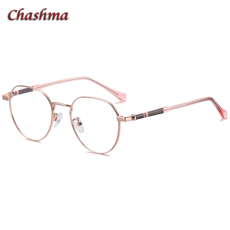 Chashma Ottica Women's Full Rim Flat Top Round Titanium Eyeglasses 961921 - Rose Gold