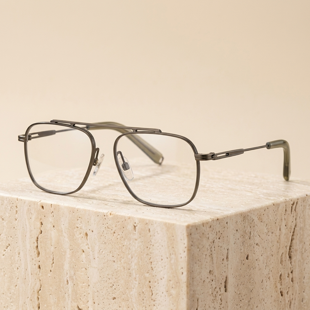 Chashma Ottica Men's Full Rim Big Square Oval Titanium Eyeglasses 105776 - Bronze
