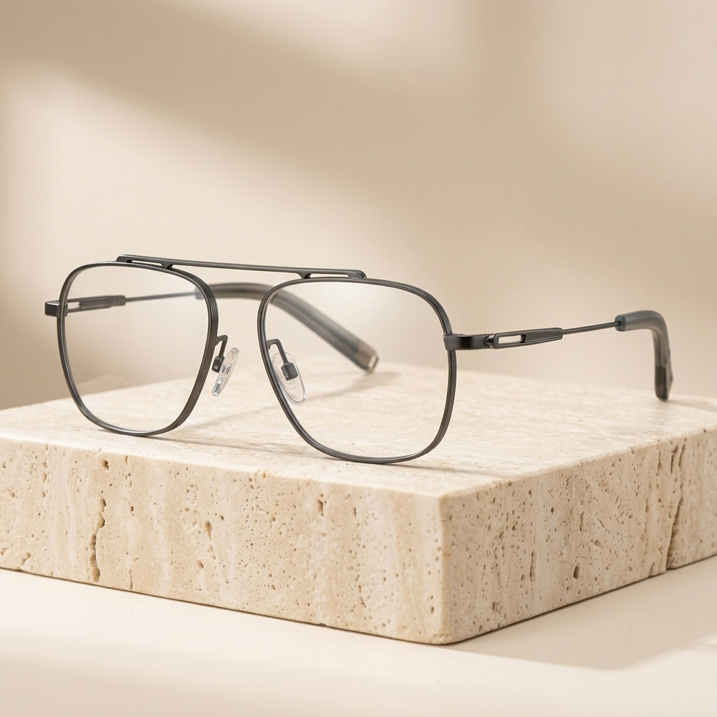 Chashma Ottica Men's Full Rim Big Square Oval Titanium Eyeglasses 105776 - Gray