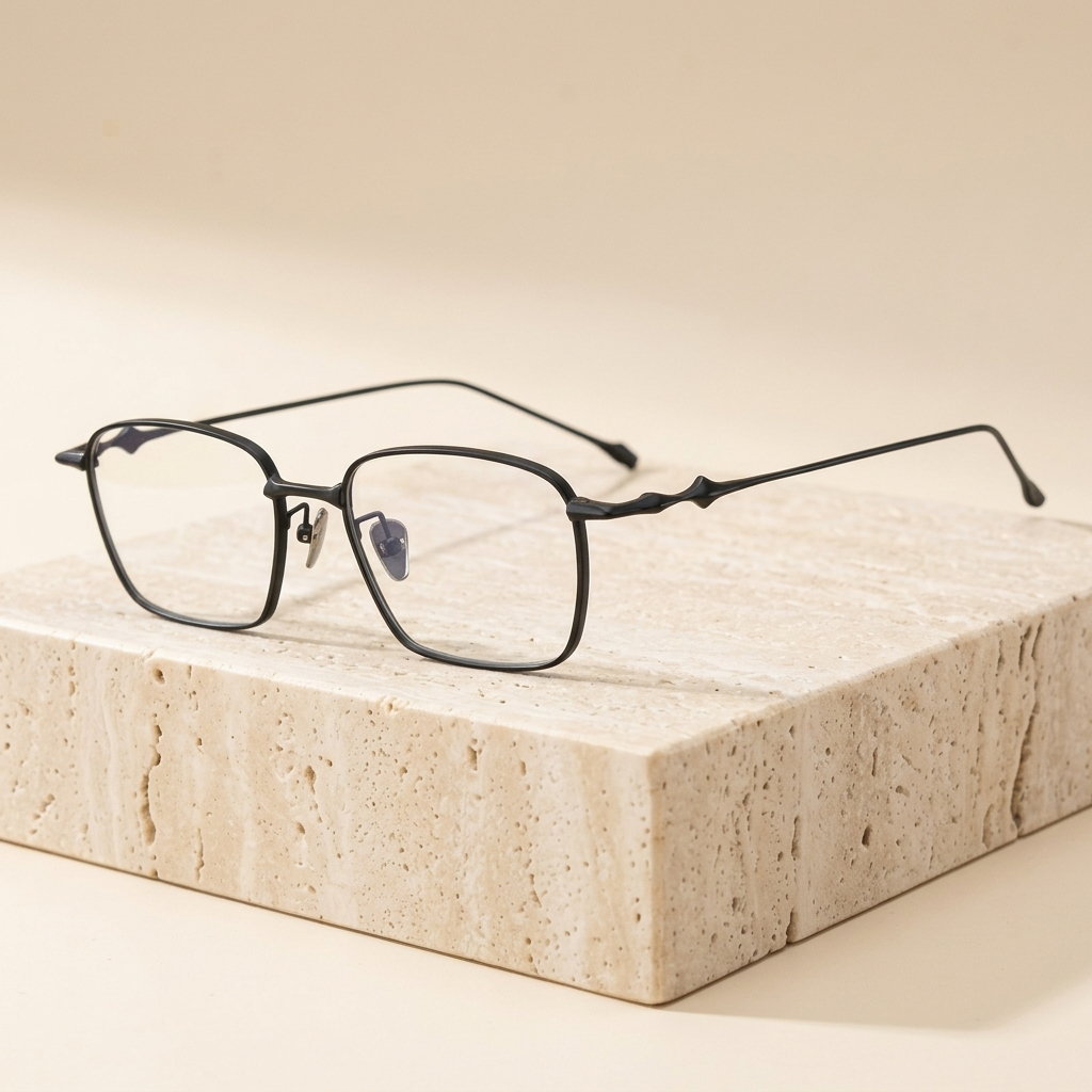 Chashma Ottica Men's Full Rim Polygon Square Titanium Eyeglasses 671436 - Black
