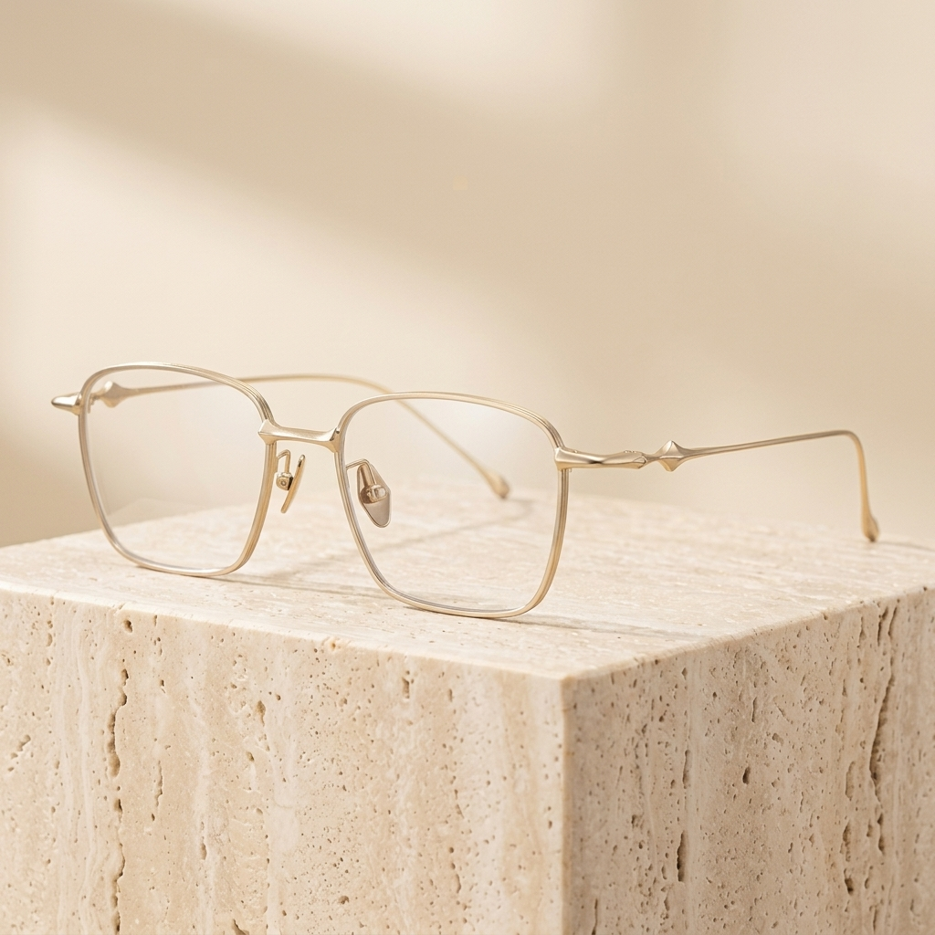 Chashma Ottica Men's Full Rim Polygon Square Titanium Eyeglasses 671436 - Gold