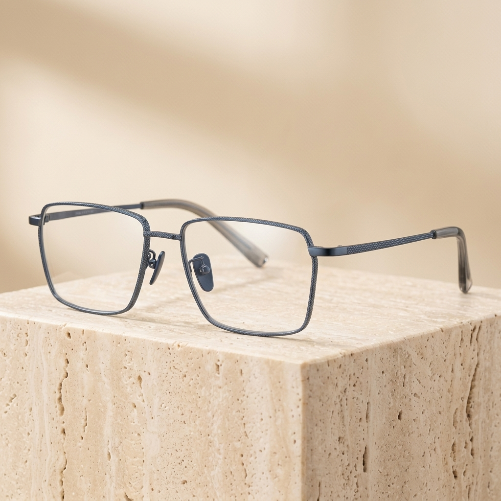 Chashma Ottica Men's Full Rim Polygon Square Titanium Eyeglasses 707519 - Blue Gray