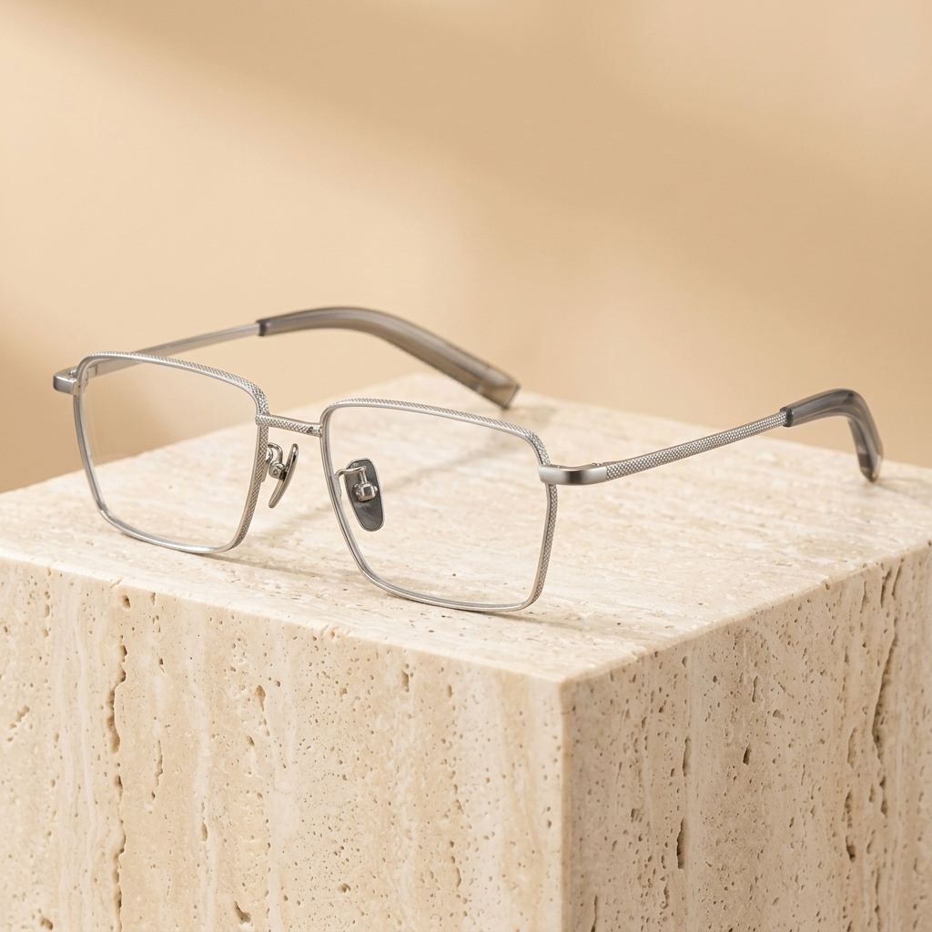 Chashma Ottica Men's Full Rim Polygon Square Titanium Eyeglasses 707519 - Silver