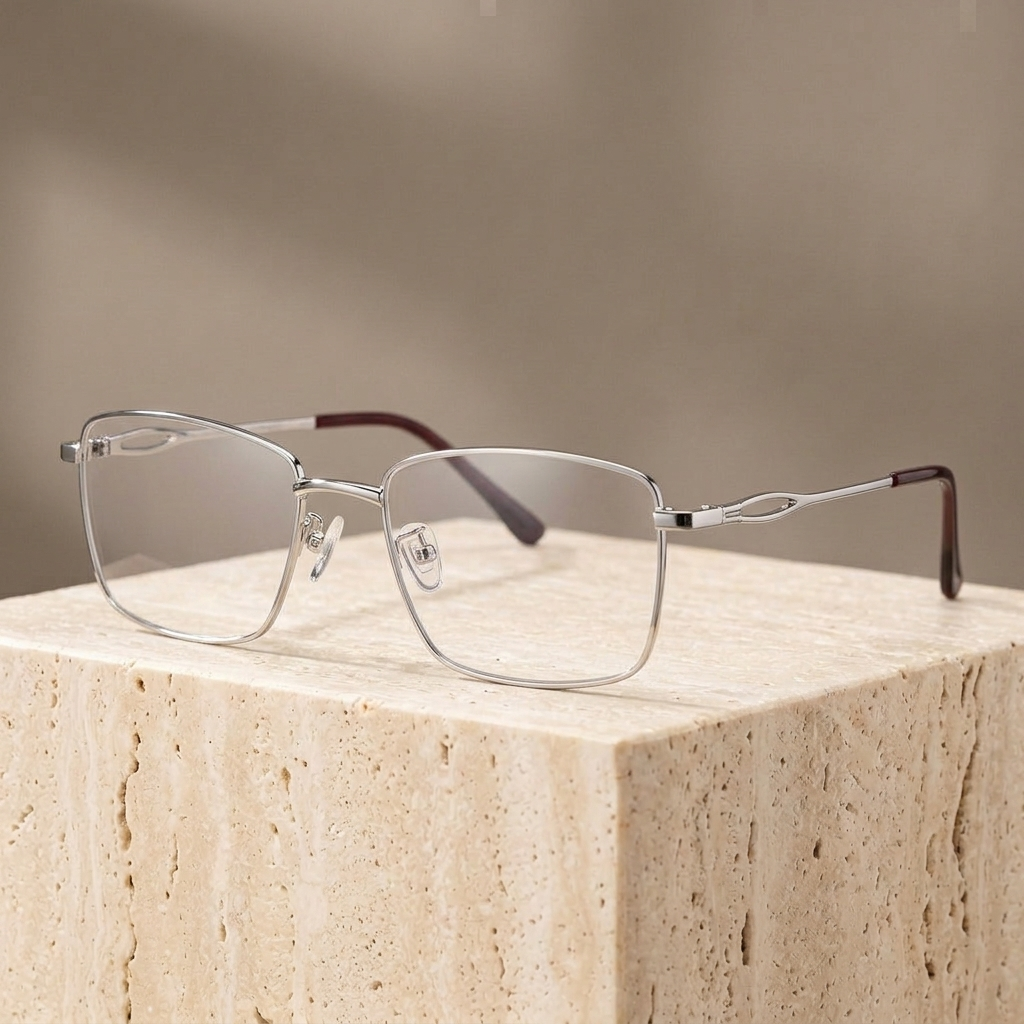 Chashma Ottica Men's Full Rim Pure Titanium Prescription Eyeglasses 121 - Silver