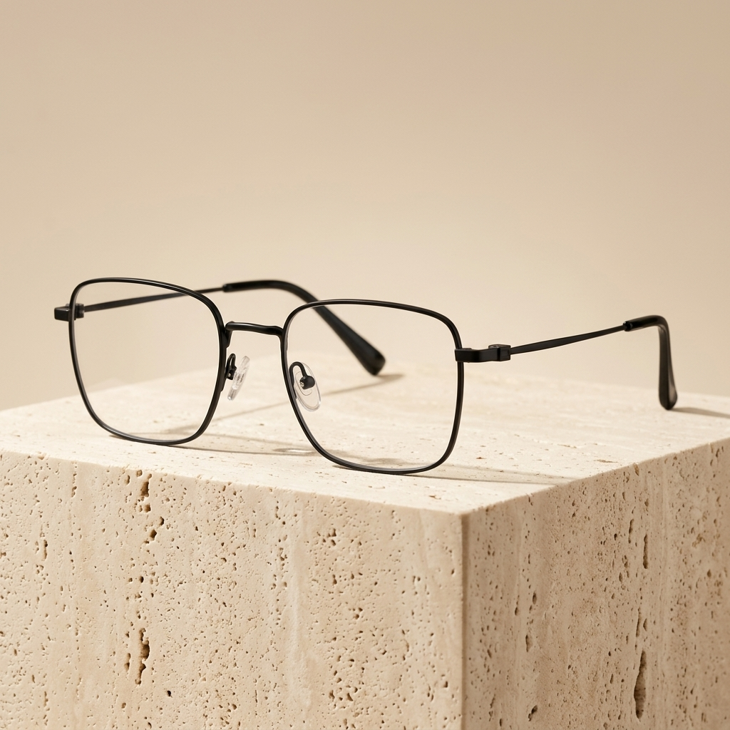 Chashma Ottica Men's Full Rim Square Titanium Eyeglasses 750058 - Black