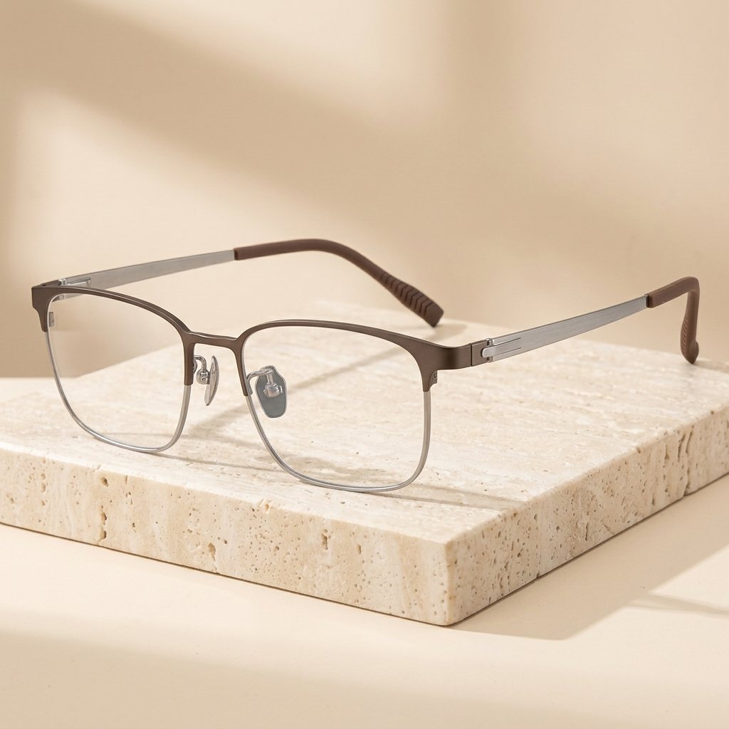 Chashma Ottica Men's Full Rim Square Titanium Eyeglasses 771285 - Brown